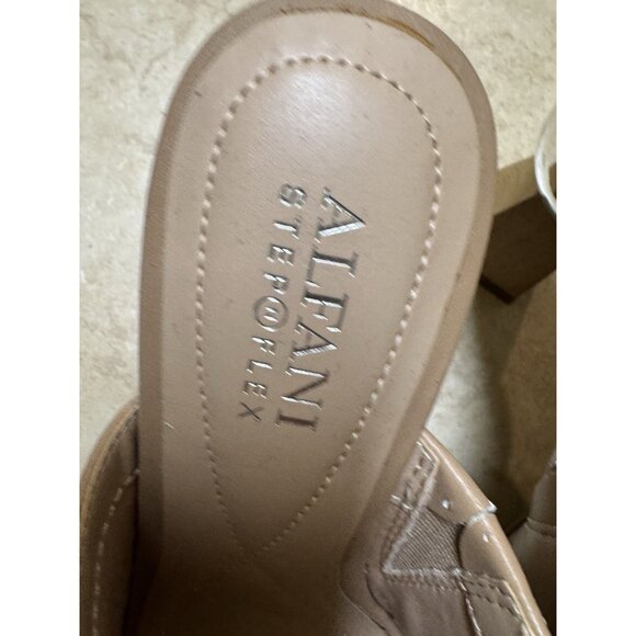 Alfani Step N Flex Nude Leather Mules 8M Geometric Sphere Block Heel Slip On - Picture 6 of 6